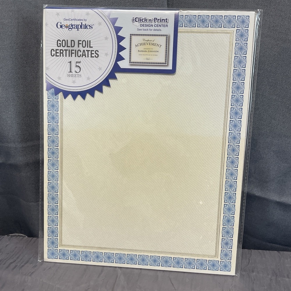 Geographics Foil Enhanced Certificates Award Diploma 24lb paper NEW 48673